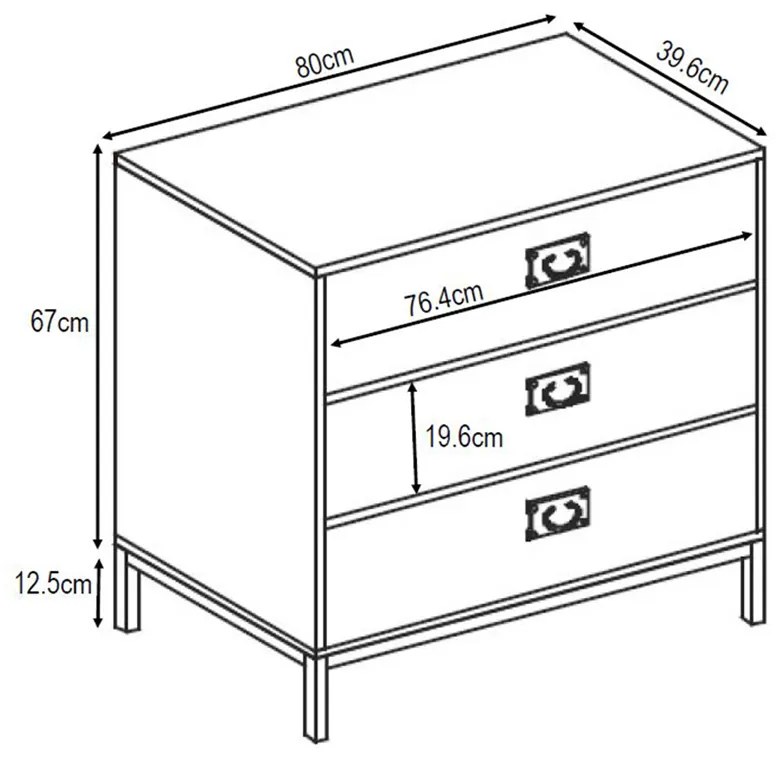 RUBIK ΚΟΜΟΤΑ 3ΣΥΡΤΑΡΙΑ CEMENT ΑΝΟΙΧΤΟ ΜΕ PATTERN 80x40xH80cm - 09-0953 - 09-0953