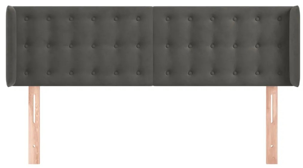 vidaXL Κεφαλάρι με Πτερύγια Σκούρο Γκρι 147x16x78/88 εκ. Βελούδινο