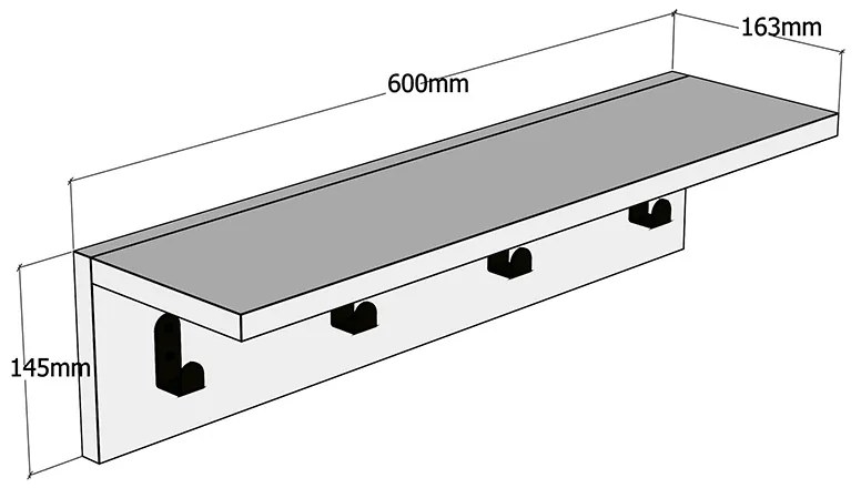 Κρεμάστρα Mulan pakoworld χρώμα λευκό 60x16x14.5εκ (1 τεμάχια)