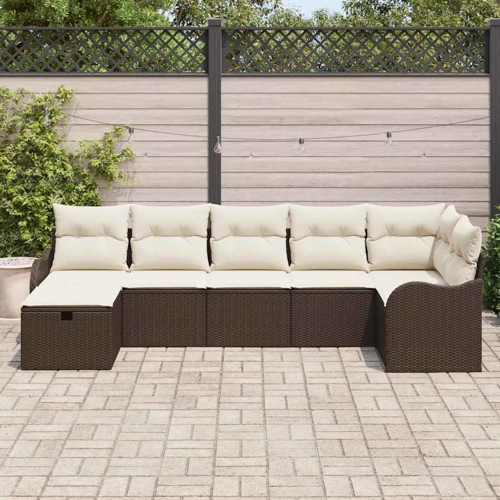vidaXL Σετ Καναπέ Κήπου 7 pcs Καφέ και κρεμ 287.5 x 122.5 x 85 cm