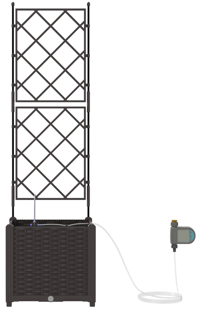 vidaXL Γλάστρες Κήπου 1 τεμ Καφασωτό Καφέ 40 x 40 x 142 cm Πλαστικό