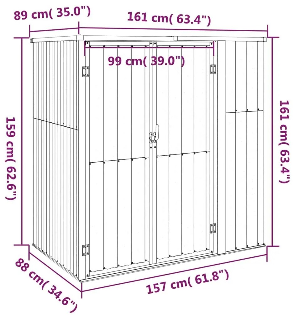 Αποθήκη Εργαλείων Κήπου Καφέ 161x89x161 εκ. από Γαλβαν. Ατσάλι - Καφέ