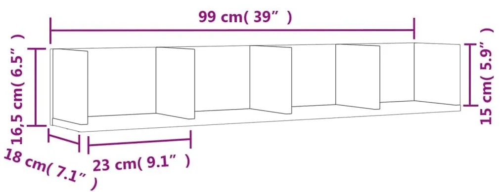 Ντουλάπι Τοίχου Καφέ Δρυς 99x18x16,5 εκ. Επεξεργασμένο Ξύλο - Καφέ