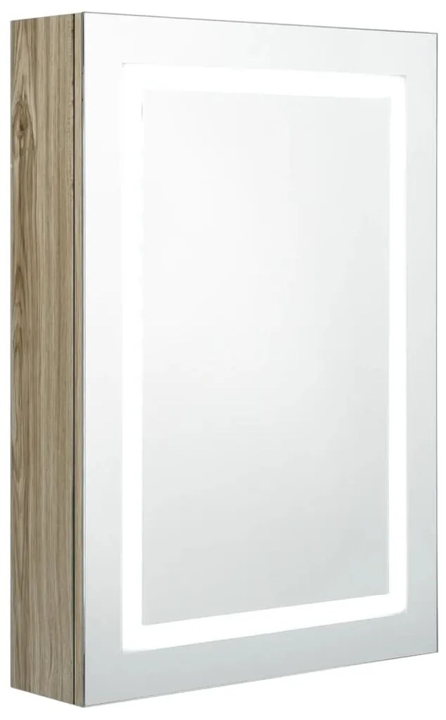 vidaXL Καθρέφτης Μπάνιου με Ντουλάπι & LED Χρώμα Δρυός 50x13x70 εκ.