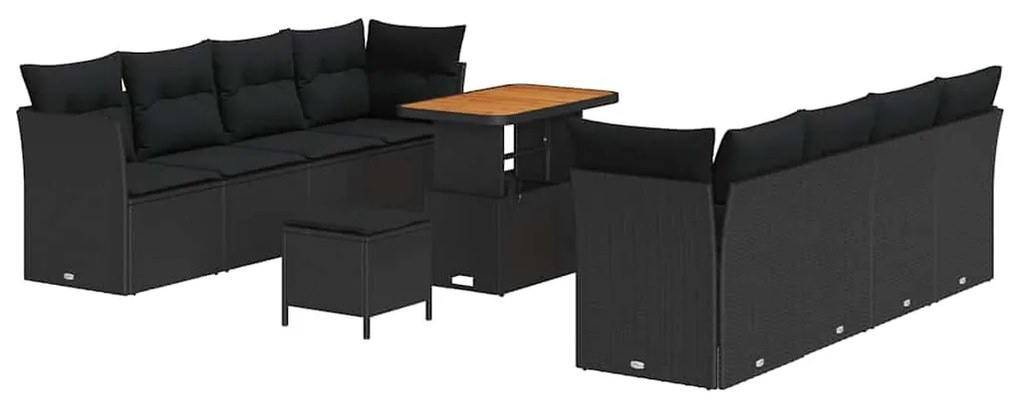 vidaXL Σετ Καναπέ Κήπου 11 pcs Μαύρο συνθετικό ρατάν