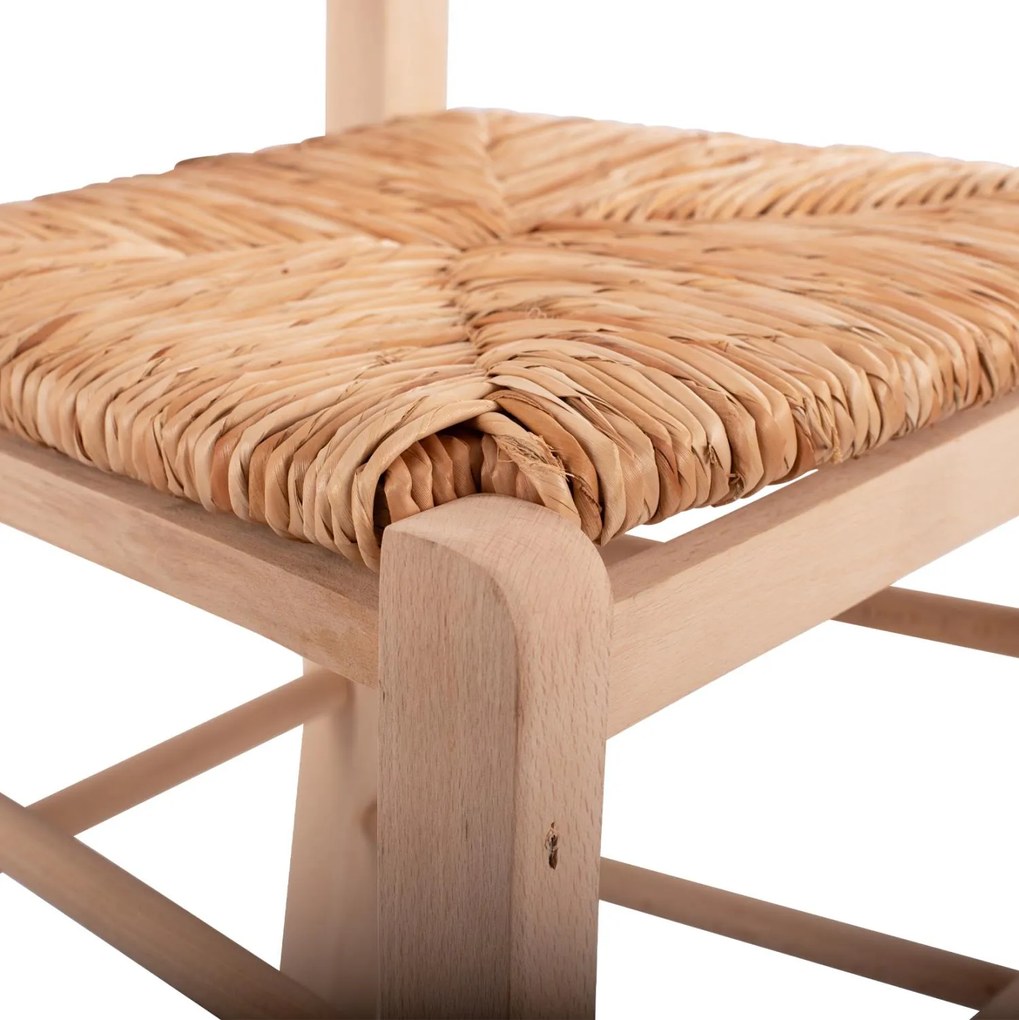 Καρέκλα Άβαφη ΠΑΡΟΣ Μασίφ Ξύλο Οξιάς με Ψάθα 40x43x88 εκ.