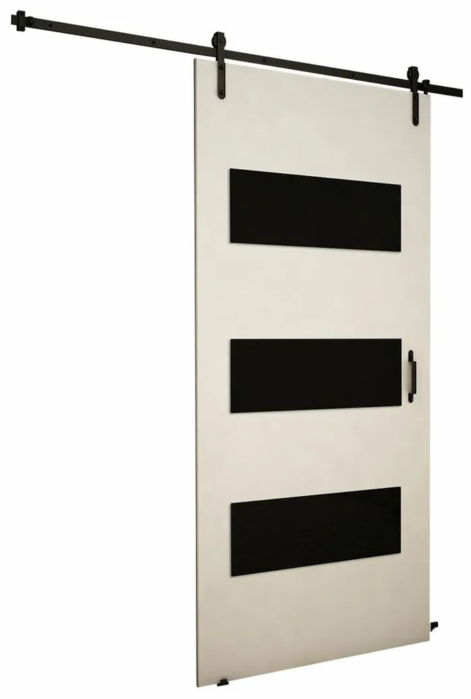 Συρόμενες πόρτες Dover 160, 35 kg, Άσπρο, Μαύρο, Πλαστικοποιημένη μοριοσανίδα, Αλουμίνιο | Epipla1.gr
