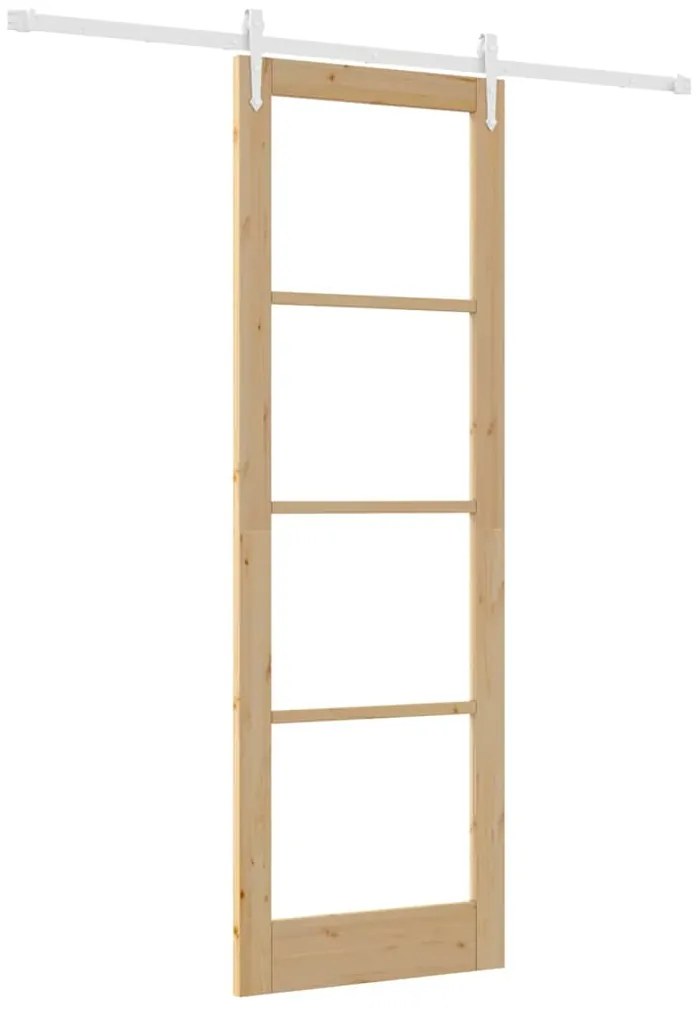 vidaXL Συρόμενη Πόρτα Φυσικό 78 x 232 cm Μασίφ ξύλο πεύκου και γυαλί