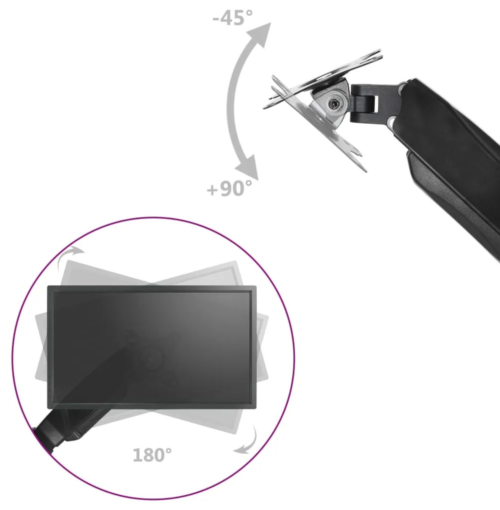 vidaXL Βάση Γραφείου Οθόνης/TV 13"-27" Διπλού Βραχίονα Πνευμ. Ελατήριο
