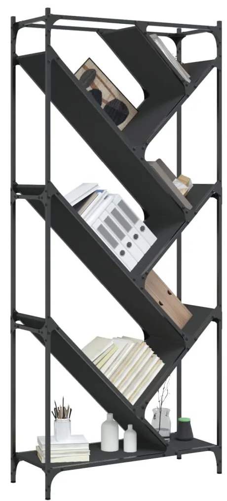 vidaXL Βιβλιοθήκη Μαύρη 79x30x180 εκ. Επεξεργασμένο Ξύλο & Μέταλλο