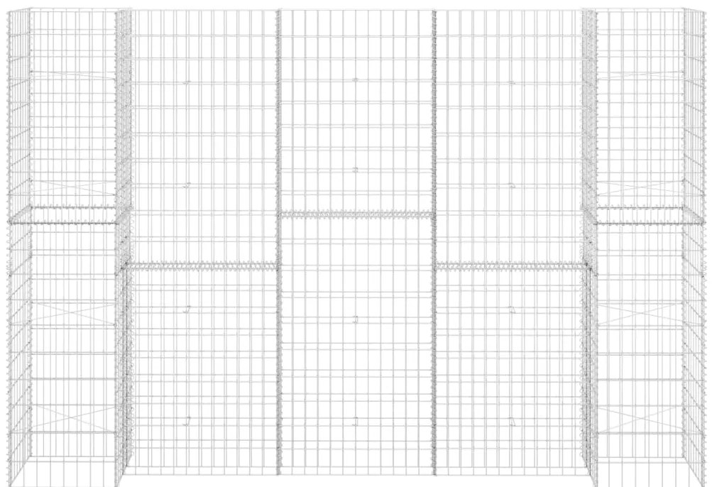 vidaXL Συρματοκιβώτιο Γλάστρα Σχήμα «Η» 260x40x180 εκ. Ατσάλινο Σύρμα