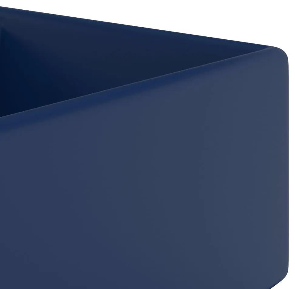 Νιπτήρας με Υπερχείλιση Τετράγωνο Σκ Μπλε Ματ 41x41 εκ Κεραμικό - Μπλε