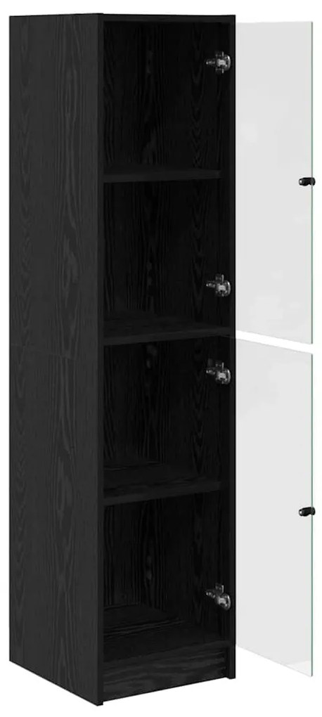 vidaXL Highboard Μαύρη Οξυά 35 x 37 x 142 εκ Επεξεργασμένο ξύλο
