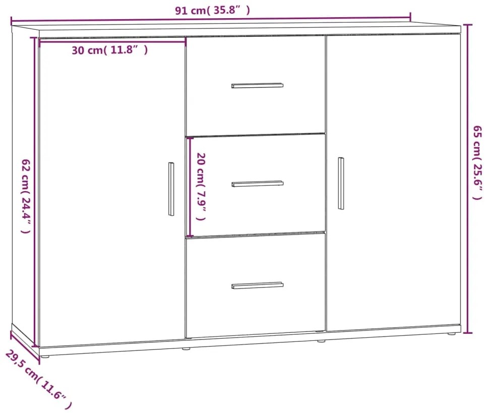 Ντουλάπι Γκρι Sonoma 91 x 29,5 x 65 εκ. από Επεξεργασμένο Ξύλο 823348