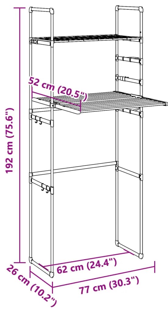 vidaXL Ράφι Πλυντηρίου 77 x 52 x 192 εκ. από Αλουμίνιο