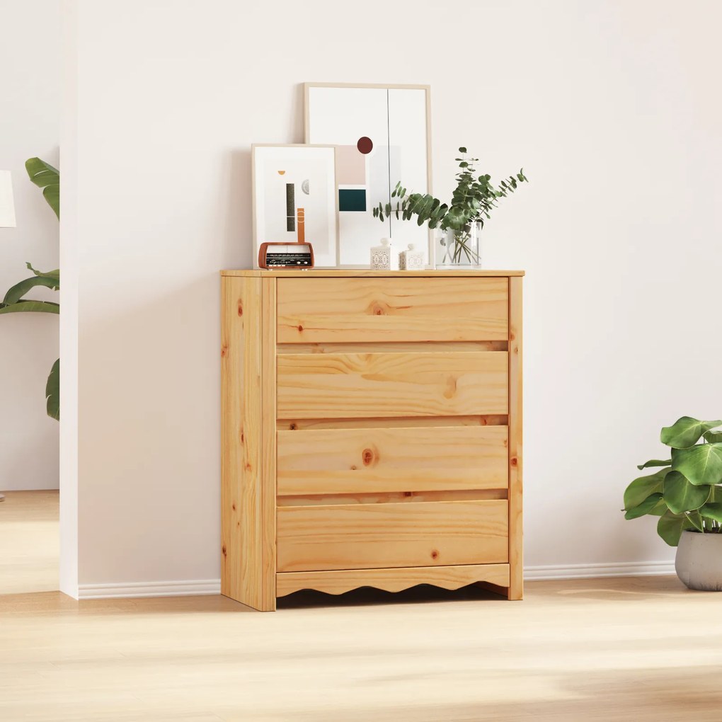 vidaXL Κομοδίνο με συρτάρι Καφέ 76.5 x 40 x 91 εκ Μασίφ ξύλο πεύκου