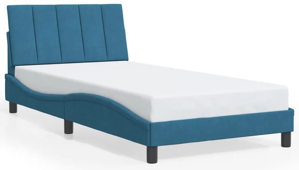 vidaXL Πλαίσιο Κρεβατιού με Κεφαλάρι Μπλε 100x200 εκ. Βελούδινο