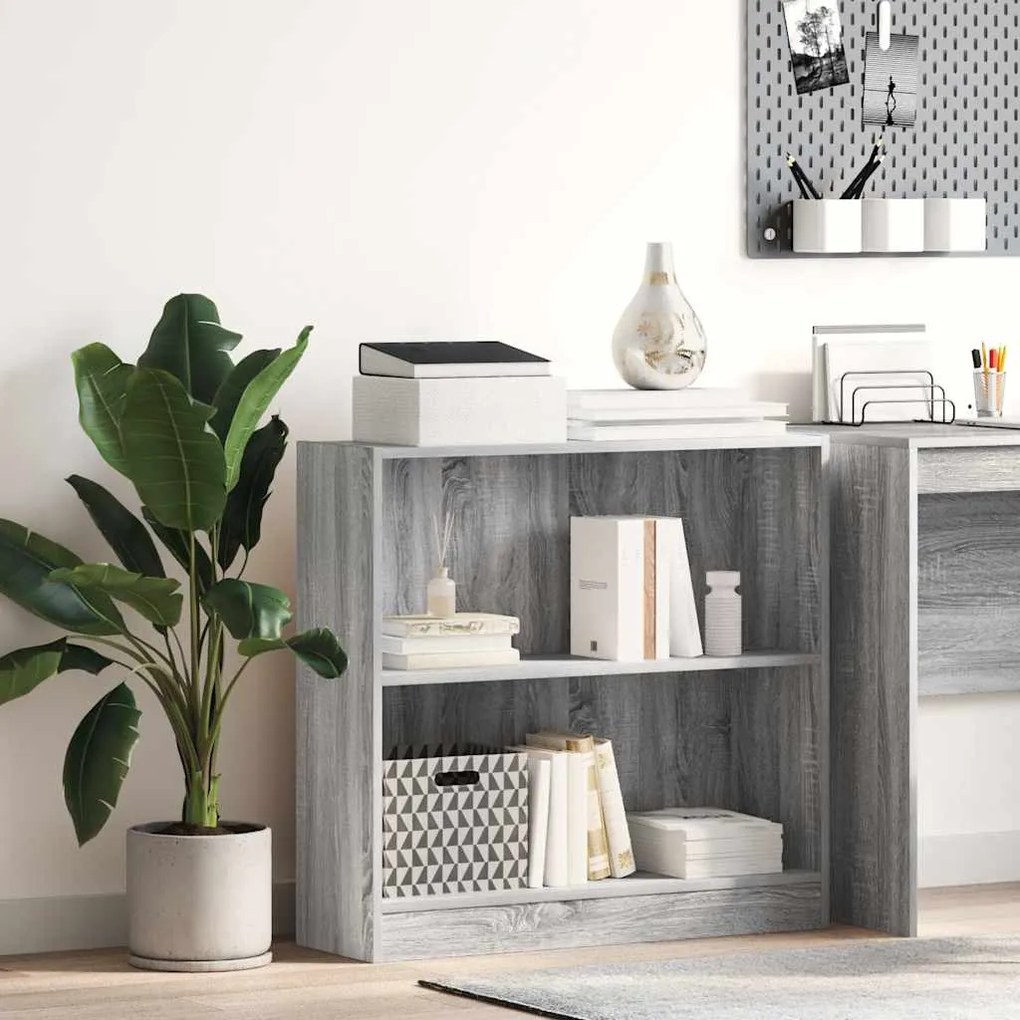 vidaXL Βιβλιοθήκη Γκρι Sonoma 80x24x76 εκ. από Επεξεργασμένο Ξύλο