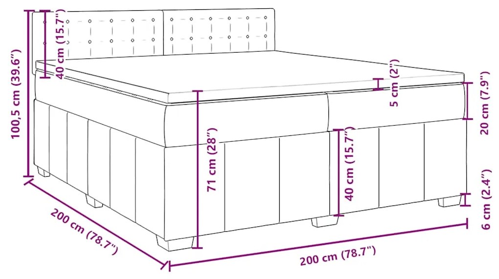 Κρεβάτι Boxspring με Στρώμα Σκούρο Καφέ 200x200 εκ. Υφασμάτινο - Καφέ