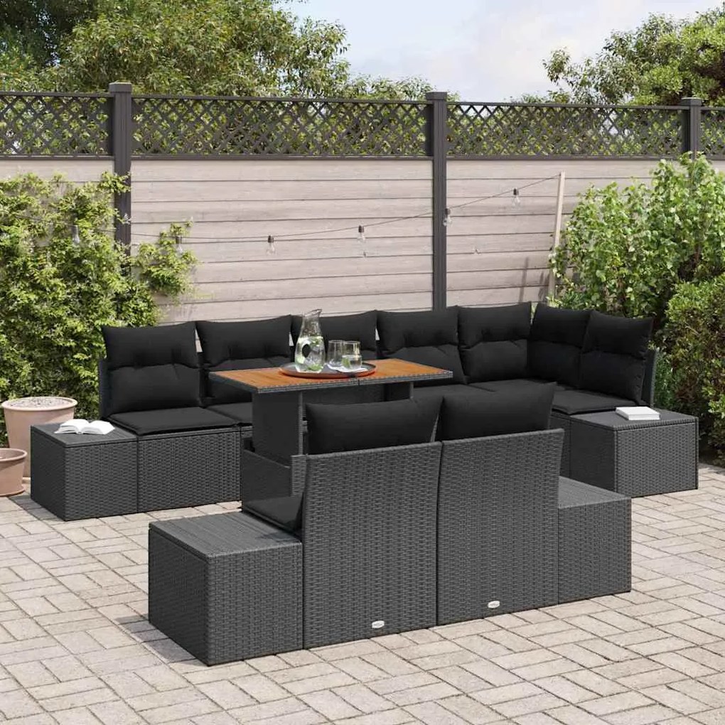 vidaXL Σέτ φαγητού για κήπο 9 pcs Μαύρο, Καφέ 100 x 55 x 73 εκ
