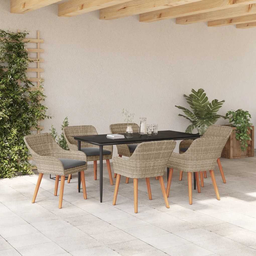 vidaXL Σετ τραπεζαρίας 7 pcs Ανοιχτό γκρι και Μαύρο Large