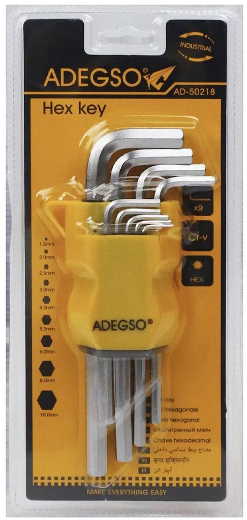 Σετ 9 Κλειδιά Allen σε Σχήμα L Adegso