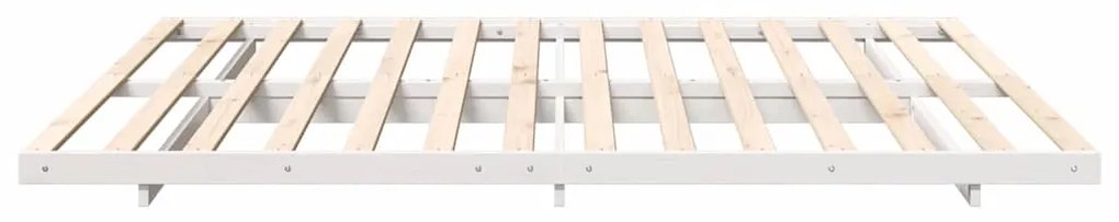 vidaXL Κρεβάτι δαπέδου Λευκό 200 x 200 cm Μασίφ ξύλο πεύκου