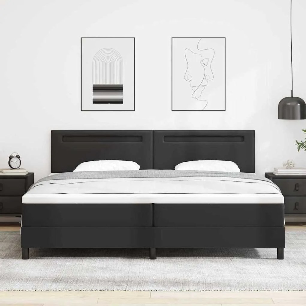 vidaXL Κρεβάτι με Στρώμα με στρώμα Μαύρο 200 x 200 cm Τεχνητό δέρμα