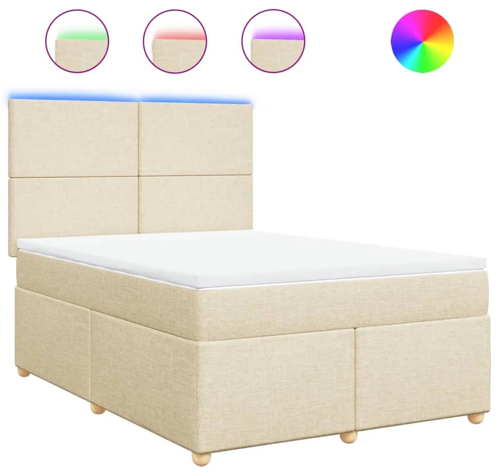 ΚΡΕΒΑΤΙ BOXSPRING ΜΕ ΣΤΡΩΜΑ ΚΡΕΜ 140X190 ΕΚ. ΥΦΑΣΜΑΤΙΝΟ 3293573