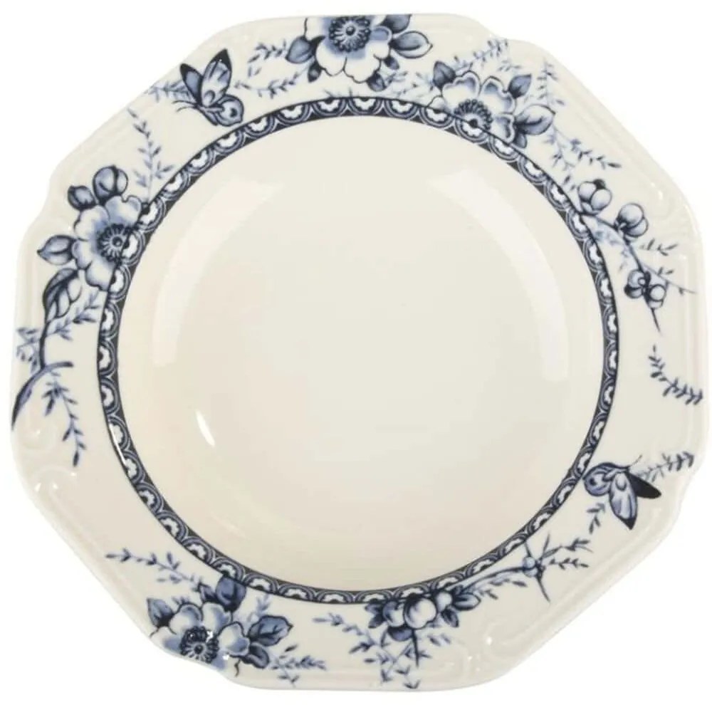 Πιάτο Βαθύ Tiffany PR24324B02 Φ23cm White-Blue Oriana Ferelli® Πορσελάνη