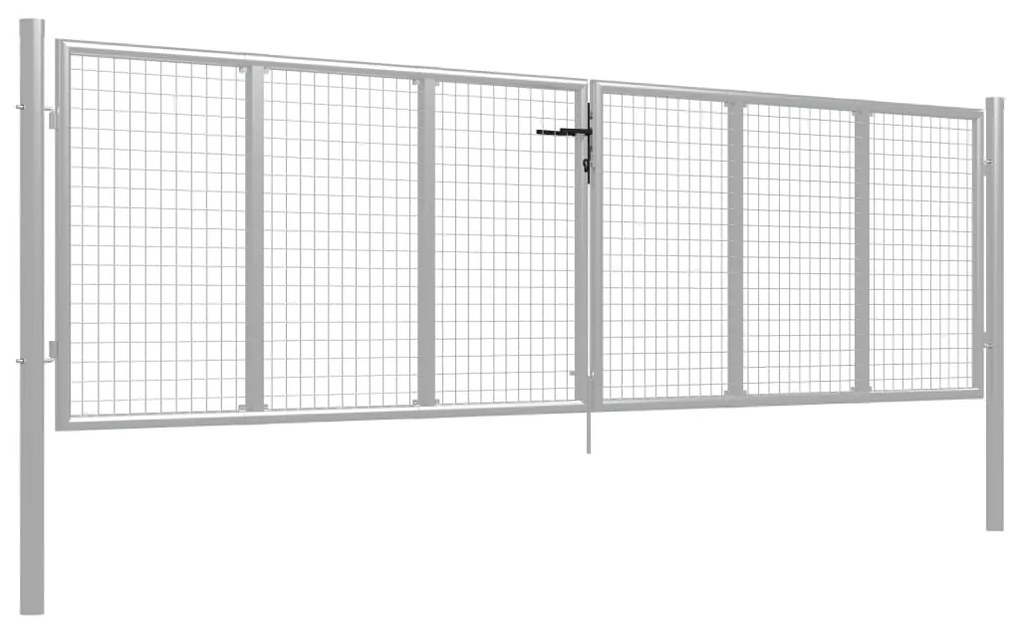 vidaXL Πόρτα Κήπου Ασημί 400x100 εκ. από Γαλβανισμένο Ατσάλι