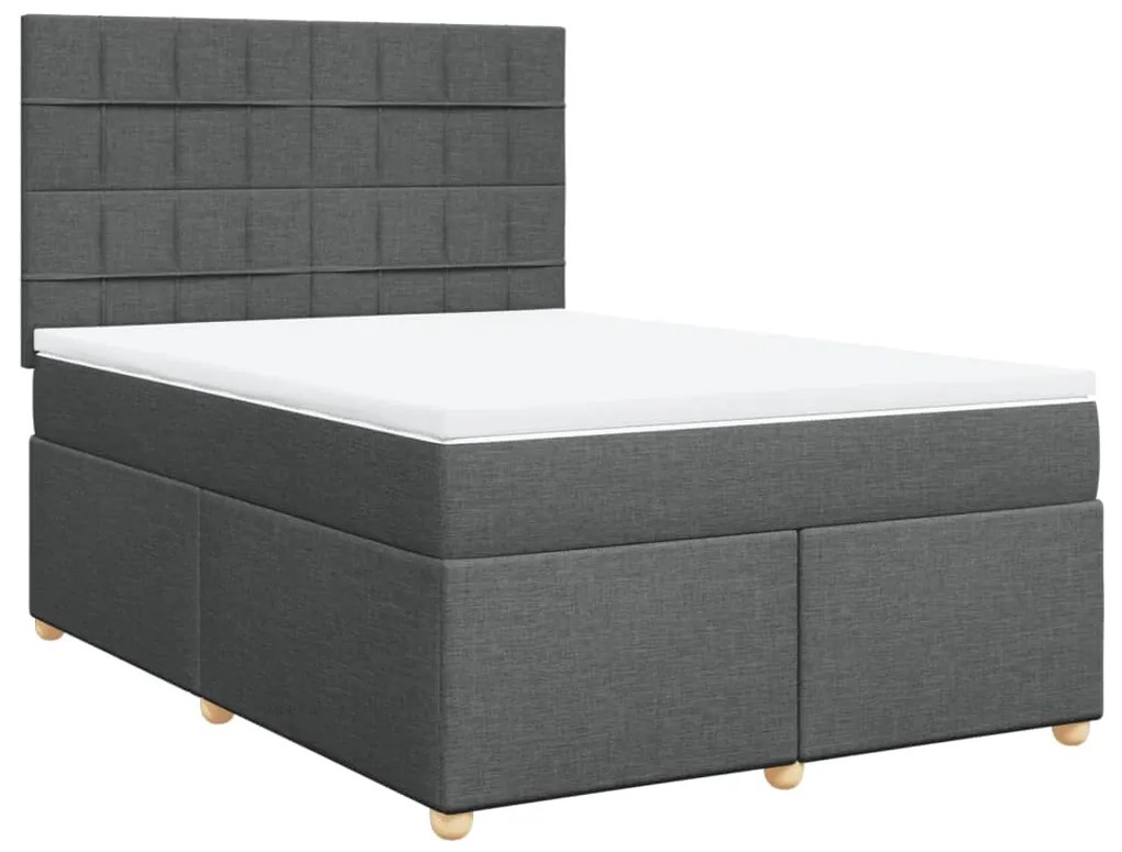 ΚΡΕΒΑΤΙ BOXSPRING ΜΕ ΣΤΡΩΜΑ ΣΚΟΥΡΟ ΓΚΡΙ 140X190 ΕΚ. ΥΦΑΣΜΑΤΙΝΟ 3291276