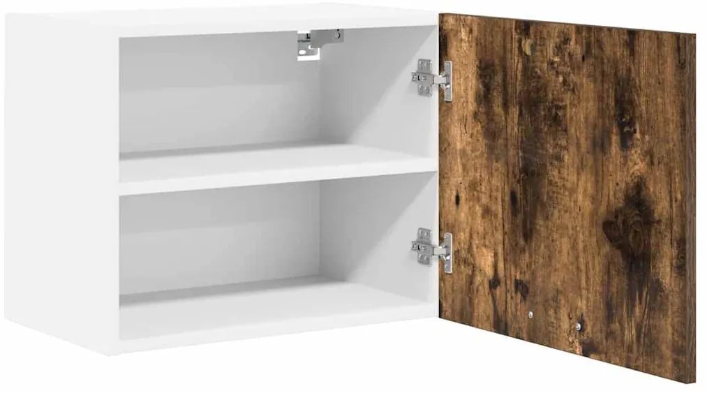 vidaXL Κρεμαστό ντουλάπι με αποθήκευση 2 pcs Καπνιστός Δρυς και Λευκό