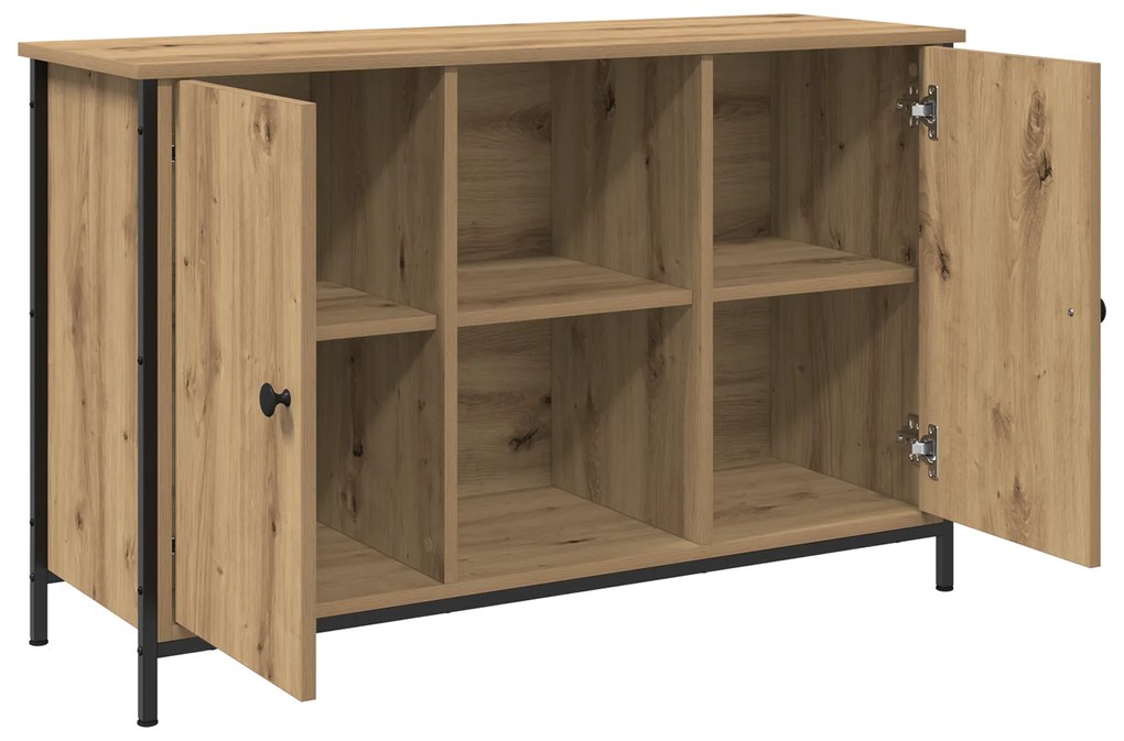 vidaXL Ντουλάπα Τηλεόρασης Μαύρη Δρυς 101x35x65 εκ. Κατασκευασμένο από ξύλο και ατσάλι
