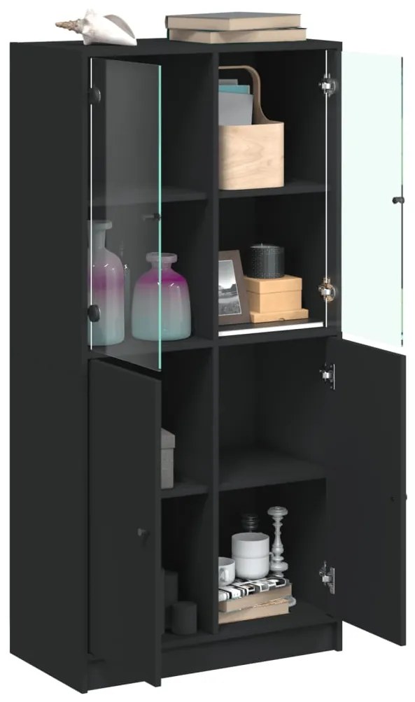 vidaXL Ντουλάπα με Πόρτες Μαύρο 68x37x142 εκ. Επεξεργασμένο Ξύλο