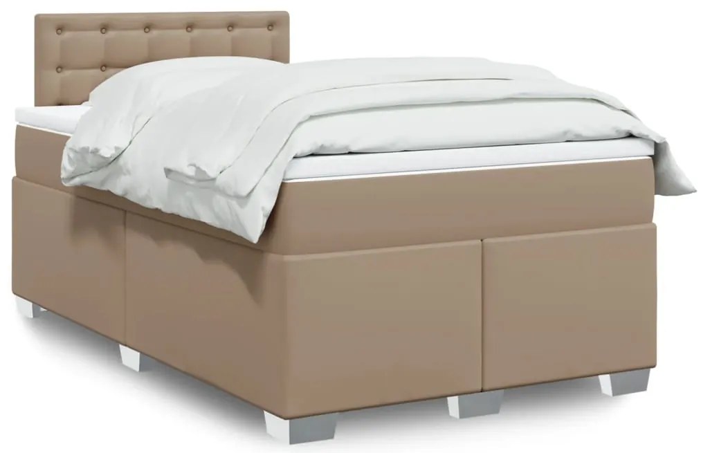 vidaXL Κρεβάτι Boxspring με Στρώμα Καπουτσίνο 120x200εκ.από Συνθ.Δέρμα