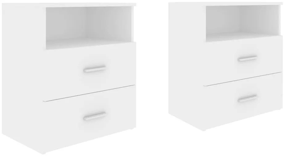 vidaXL Κομοδίνα 2 τεμ. Λευκά 50 x 32 x 60 εκ. από Επεξ. Ξύλο