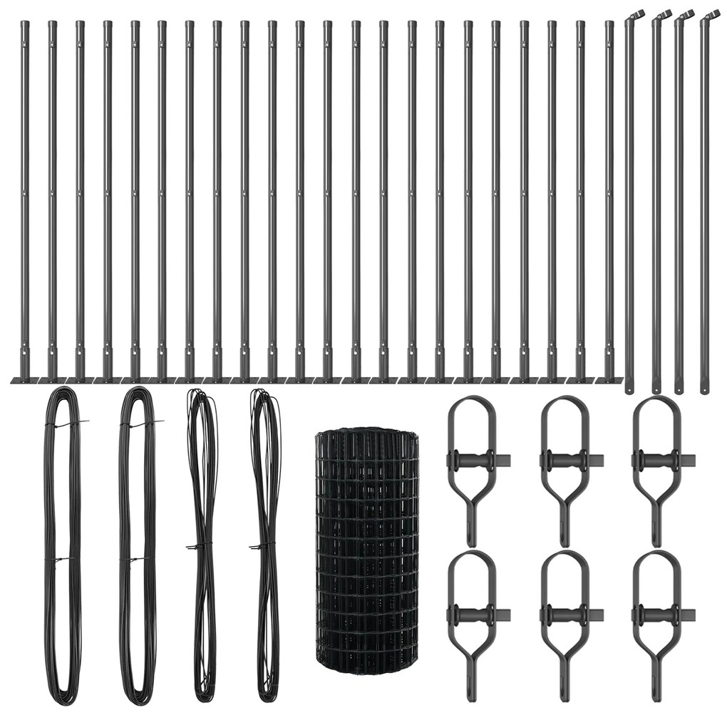 vidaXL Euro Fence με 13 Φλαντζωτές Κολώνες 0.4x50 μ Γαλβανισμένο Ατσάλι