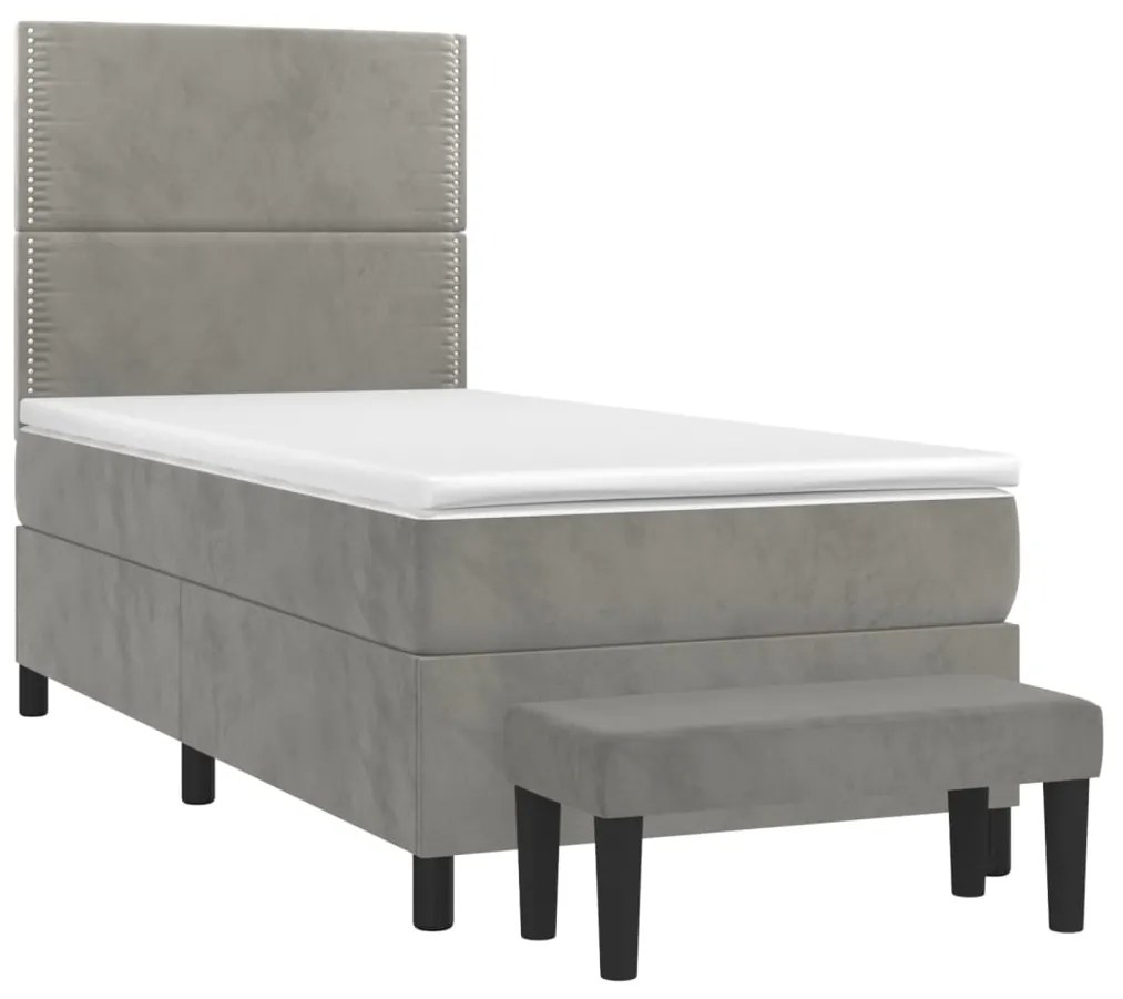 ΚΡΕΒΑΤΙ BOXSPRING ΜΕ ΣΤΡΩΜΑ ΑΝΟΙΧΤΟ ΓΚΡΙ 100X200 ΕΚ. ΒΕΛΟΥΔΙΝΟ 3137767