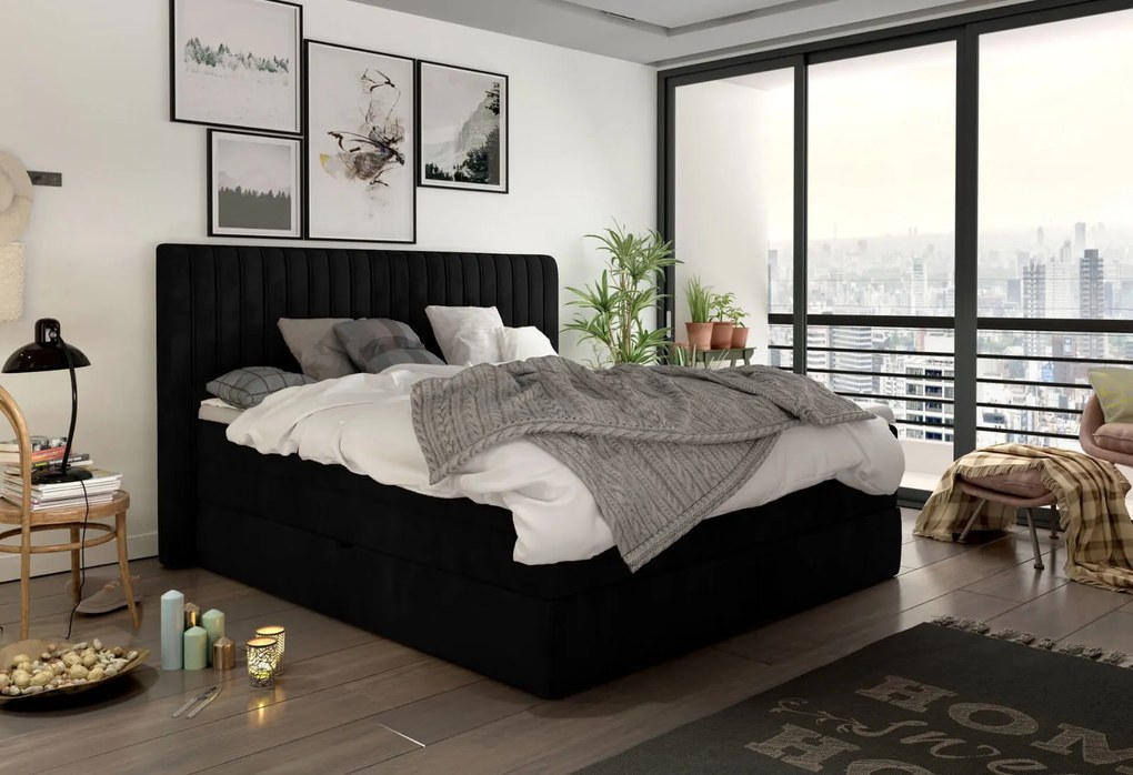 Επενδυμένο κρεβάτι Melantha με στρώμα και ανώστρωμα-140 x 200-Mauro