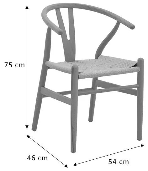 Καρέκλα Wishbone ξύλο οξιάς-έδρα με σχοινί σε φυσική απόχρωση 53x55x76εκ 54x46x75 εκ.