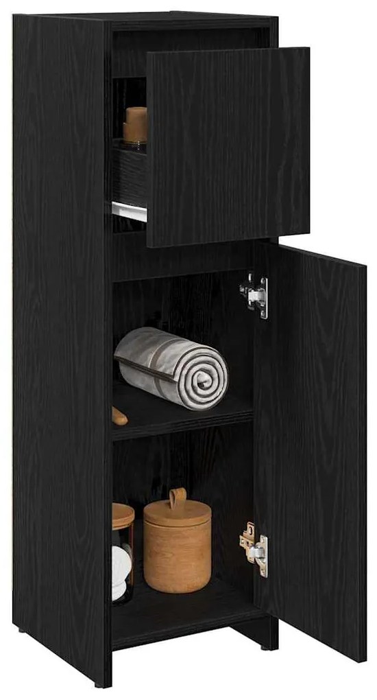 vidaXL Ντουλάπι Μπάνιου Μαύρη Οξυά 30 x 30 x 95 cm Επεξεργασμένο ξύλο
