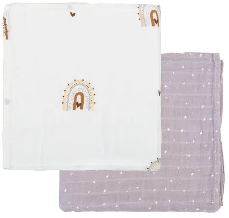 Μουσελίνες από Bamboo 2τμχ Bimbidreams Happy Days 120x120cm