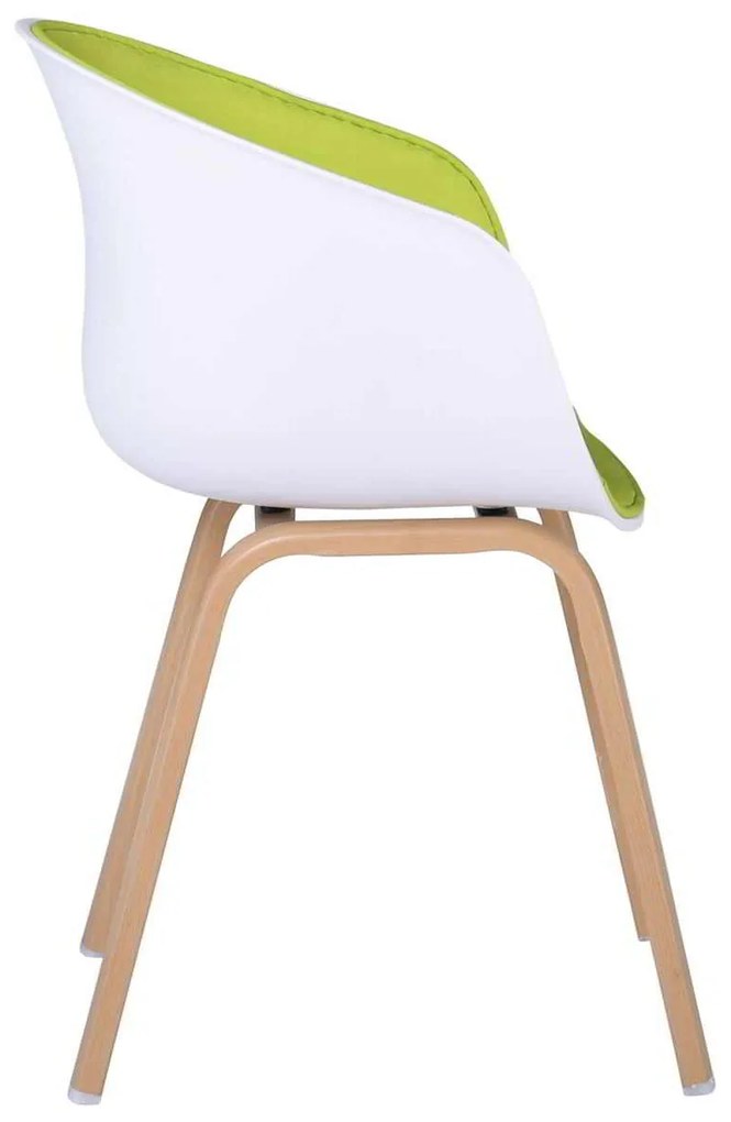 πολυθρόνα Steel OPTIM Φυσικό/ PP Άσπρο/Ύφασμα Lime 54x51x79cm (Σετ 4 ΤΕΜ)