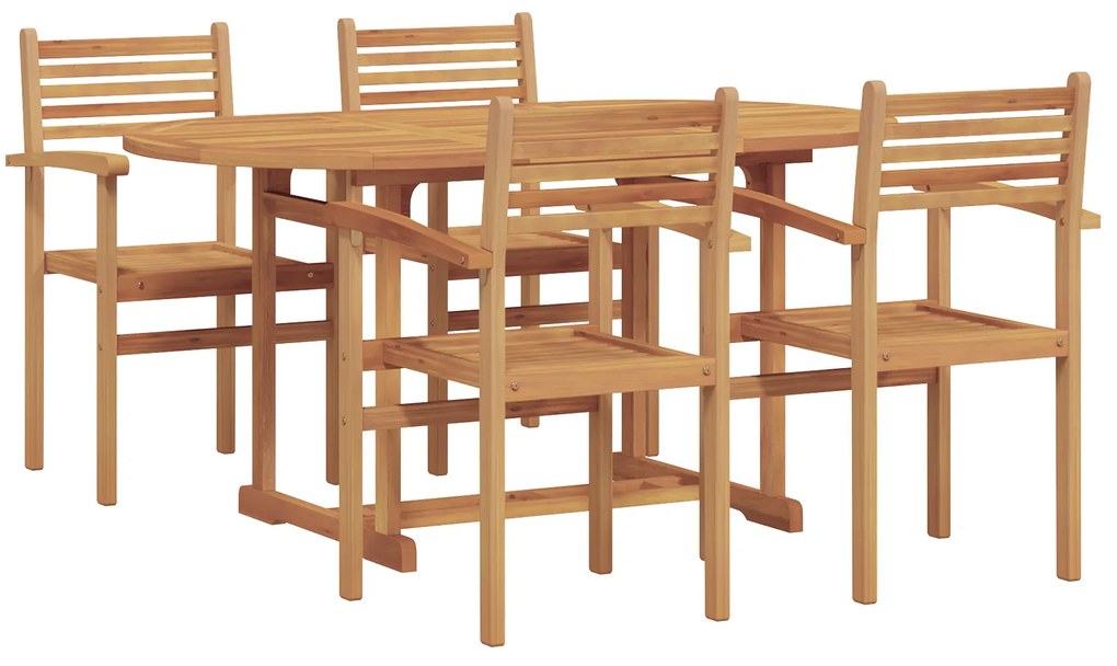 vidaXL Σέτ φαγητού για κήπο 5 pcs Καστανό Μασίφ ξύλο teak