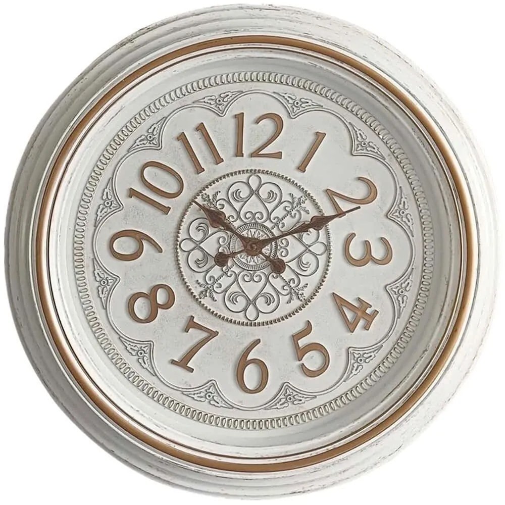 Ρολόι Τοίχου Alicce 349-000009 Φ58,2cm Antique White-Gold Inart Πλαστικό