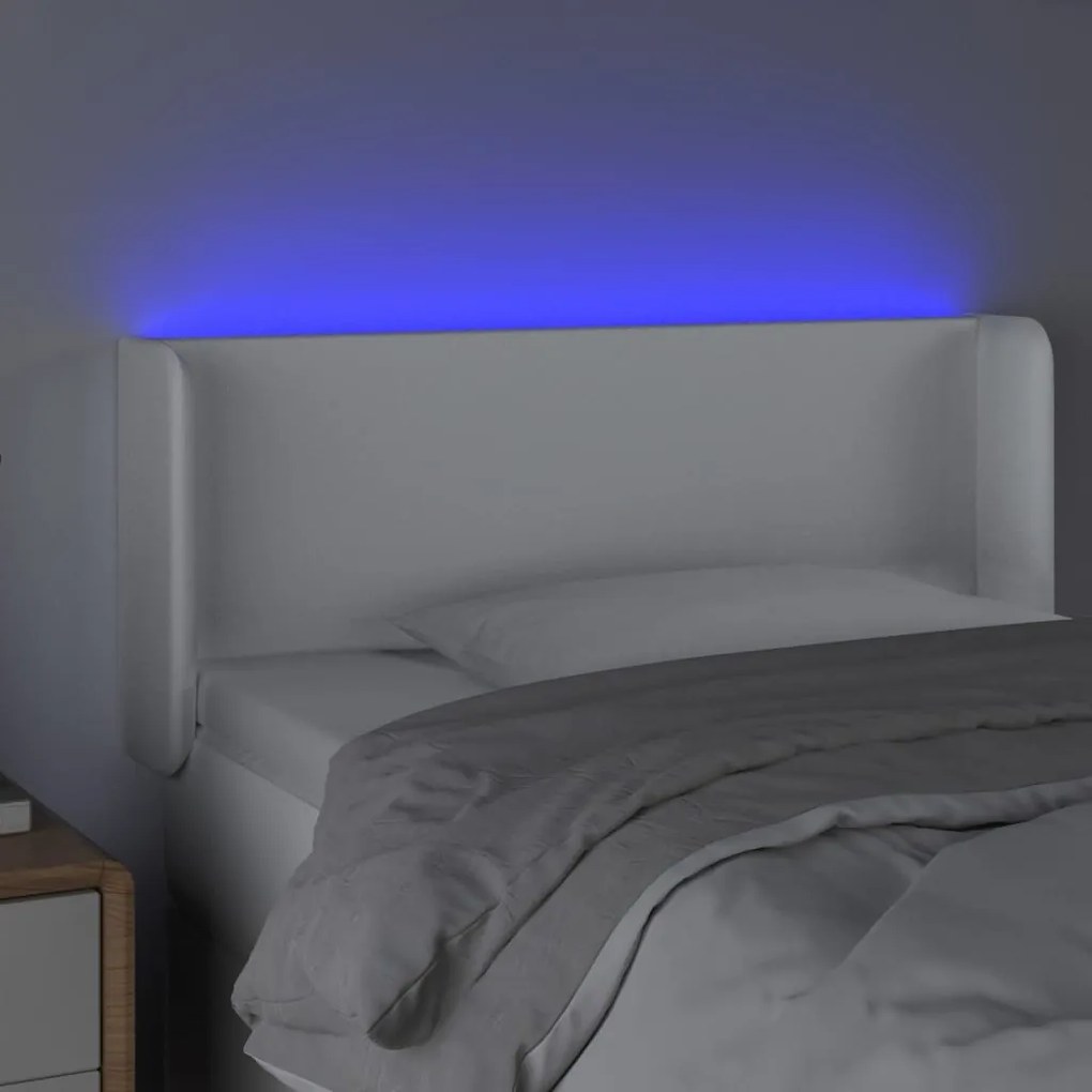 Κεφαλάρι Κρεβατιού LED Λευκό 93x16x78/88εκ. από Συνθετικό Δέρμα 3123035