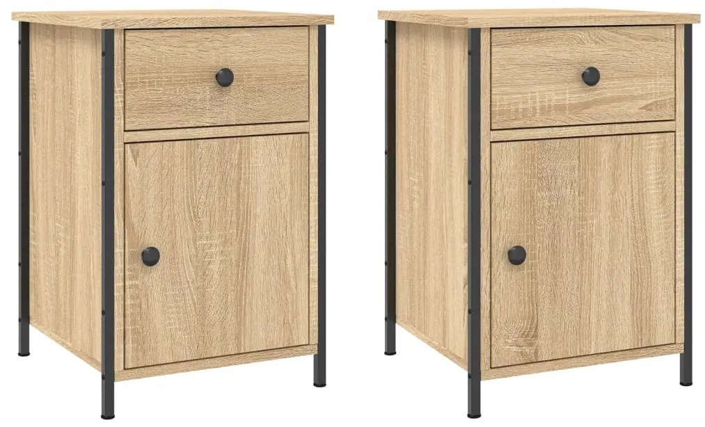 vidaXL Κομοδίνα 2 τεμ. Sonoma Δρυς 40x42x60 εκ. από Επεξεργασμένο Ξύλο