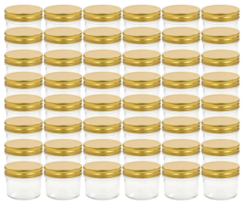 vidaXL Βάζα Μαρμελάδας 48 τεμ. 110 ml Γυάλινα με Χρυσά Καπάκια