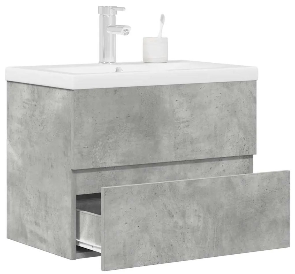 Σετ Επίπλων Μπάνιου 2 Τεμαχίων Γκρι Σκυροδέματος από Επεξ. Ξύλο